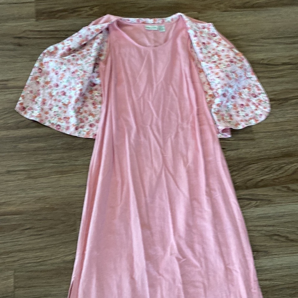 VTG 90’s Studio Ease Dress Linen Maxi Floral reversible size 10 teacher modest - Picture 7 of 12